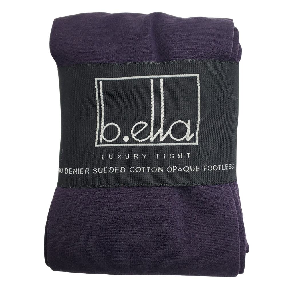 Sueded Cotton Opaque Footless Tights TALL Plum B.ella Erika Italian Hosiery NWT